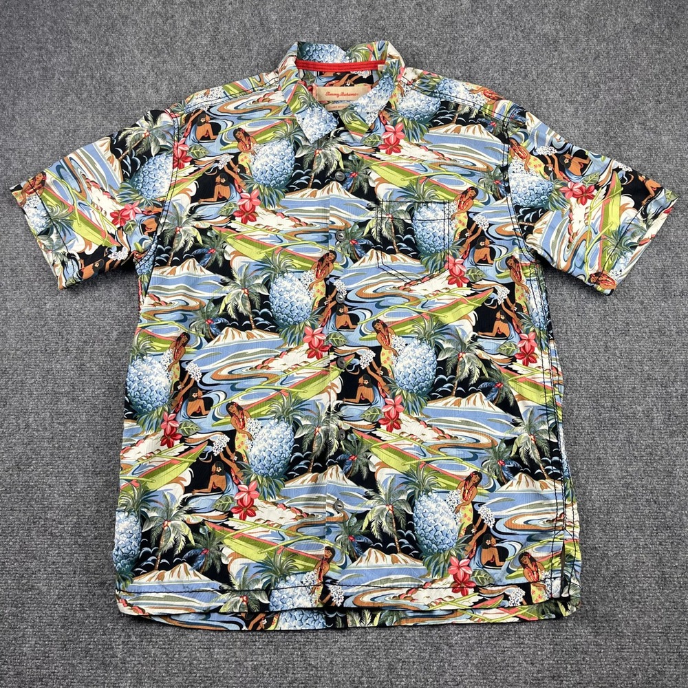 Tommy Bahama Island Modern Fit Silk Cotton Hula Dancer Tropical Shirt Mens XXL